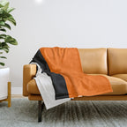 Modern White Black Orange Colorblock Throw Blanket Gallery Image 1