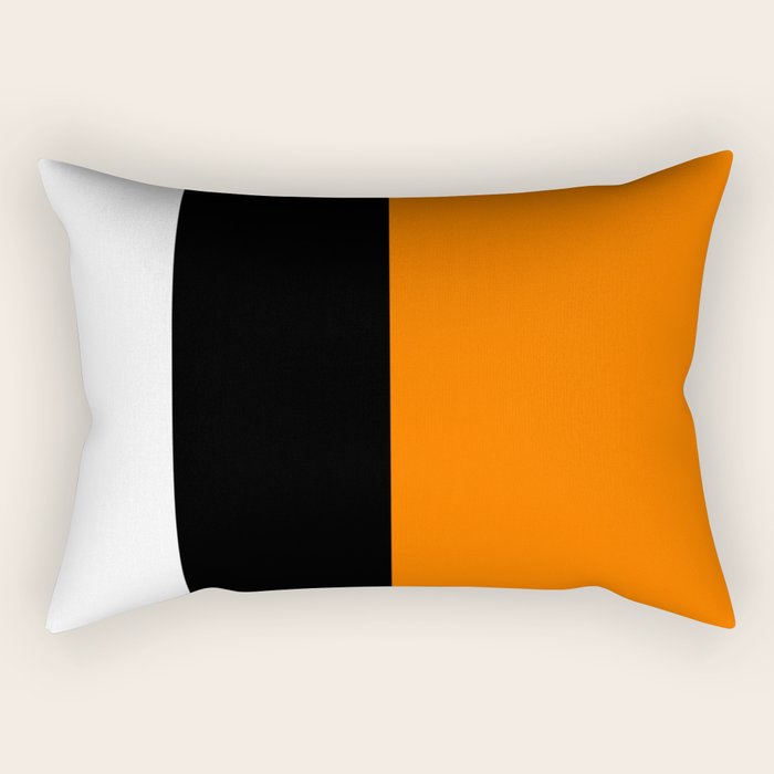 Modern White Black Orange Colorblock Rectangular Pillow Gallery Image 1