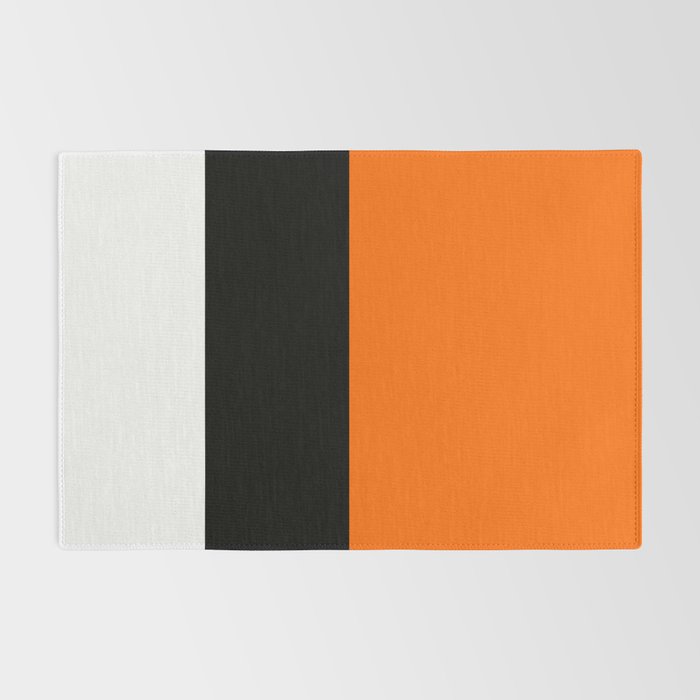 Modern White Black Orange Colorblock Rug Gallery Image 2