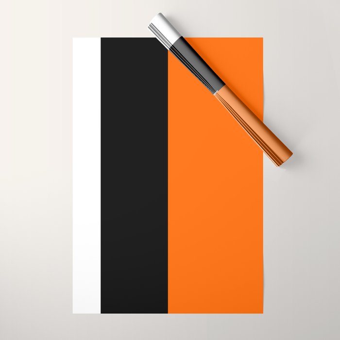 Modern White Black Orange Colorblock Wrapping Paper Gallery Image 1