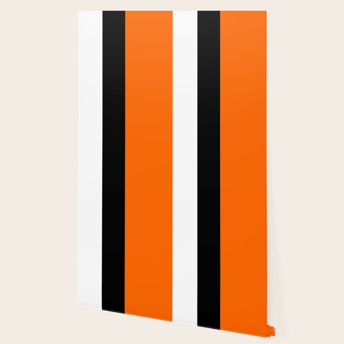 Modern White Black Orange Colorblock Wallpaper Gallery Image 2