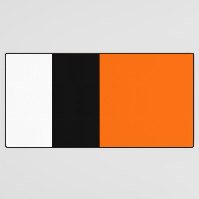 Modern White Black Orange Colorblock Desk Mat Gallery Image 3