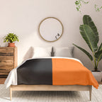 Modern White Black Orange Colorblock Comforter Gallery Image 3