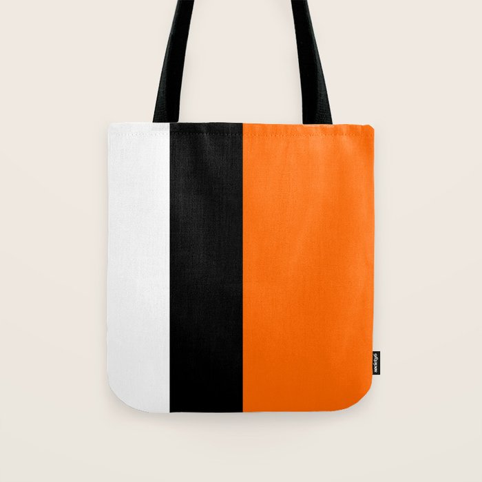 Modern White Black Orange Colorblock Tote Bag Gallery Image 1