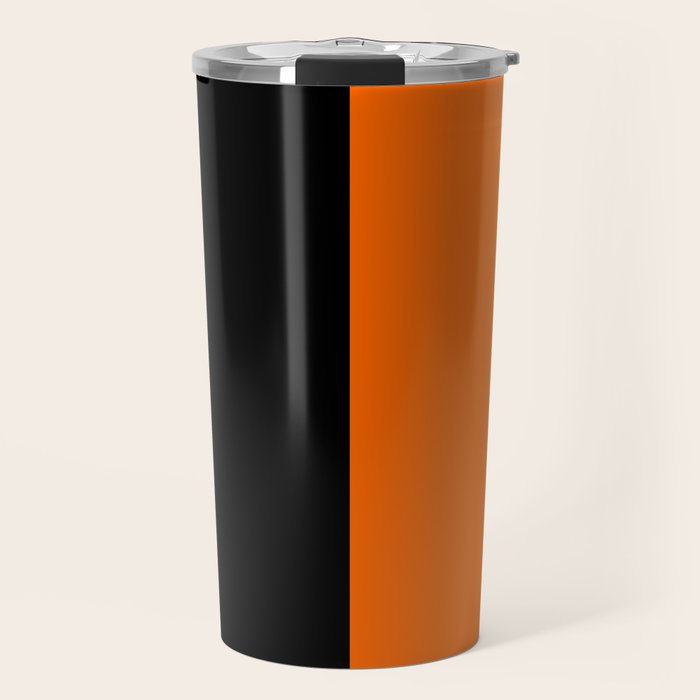 Modern White Black Orange Colorblock Travel Mug Gallery Image 1