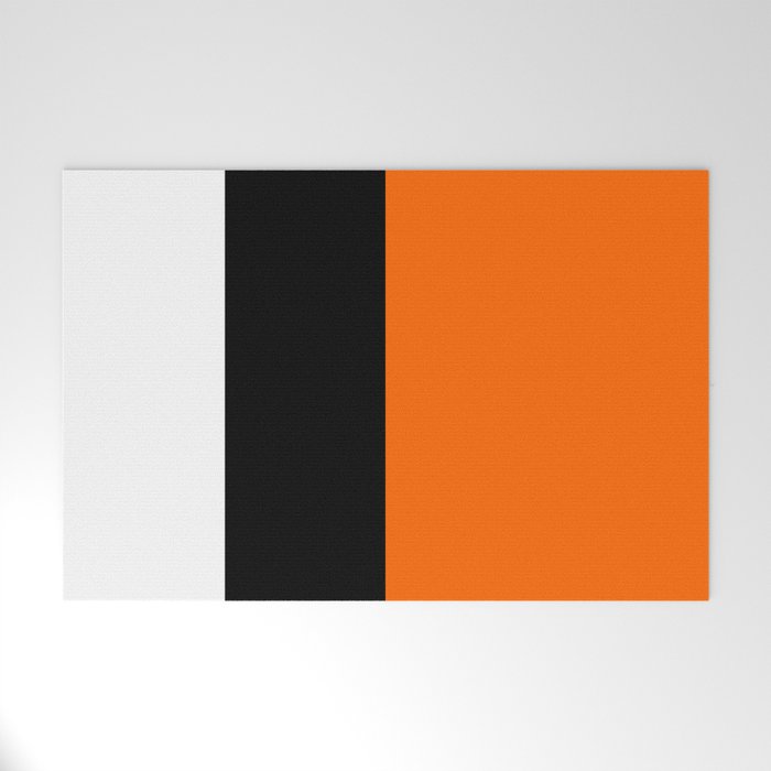 Modern White Black Orange Colorblock Welcome Mat Gallery Image 1