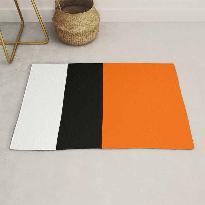 Modern White Black Orange Colorblock Rug Gallery Image 1