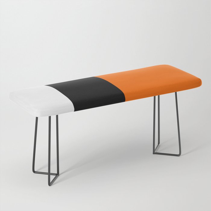 Modern White Black Orange Colorblock Bench Gallery Image 1