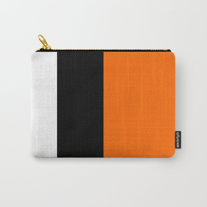 Modern White Black Orange Colorblock Carry All Pouch Gallery Image 1