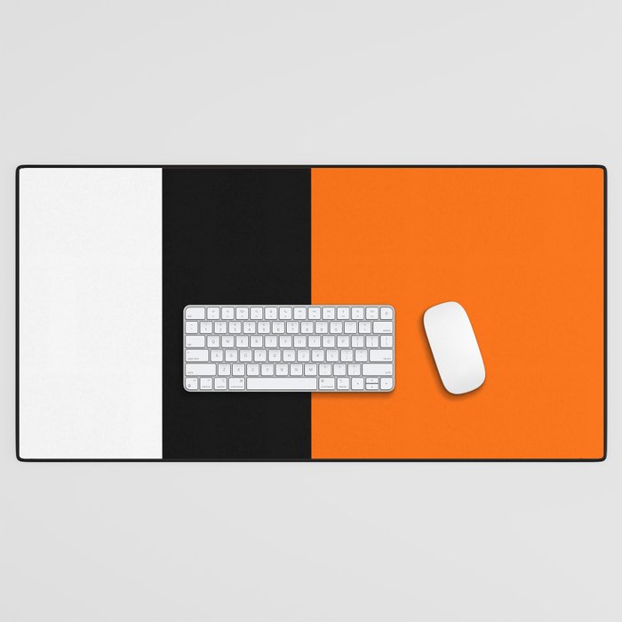 Modern White Black Orange Colorblock Desk Mat Gallery Image 1