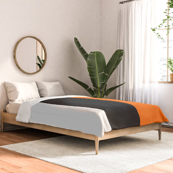 Modern White Black Orange Colorblock Comforter Gallery Image 2