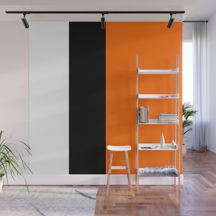 Modern White Black Orange Colorblock Wall Mural Gallery Image 1