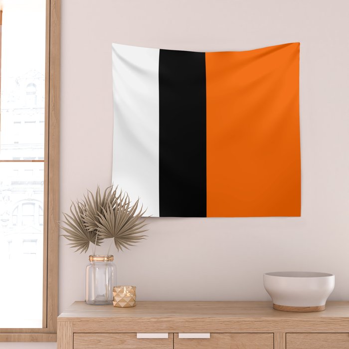 Modern White Black Orange Colorblock Wall Tapestry Gallery Image 2