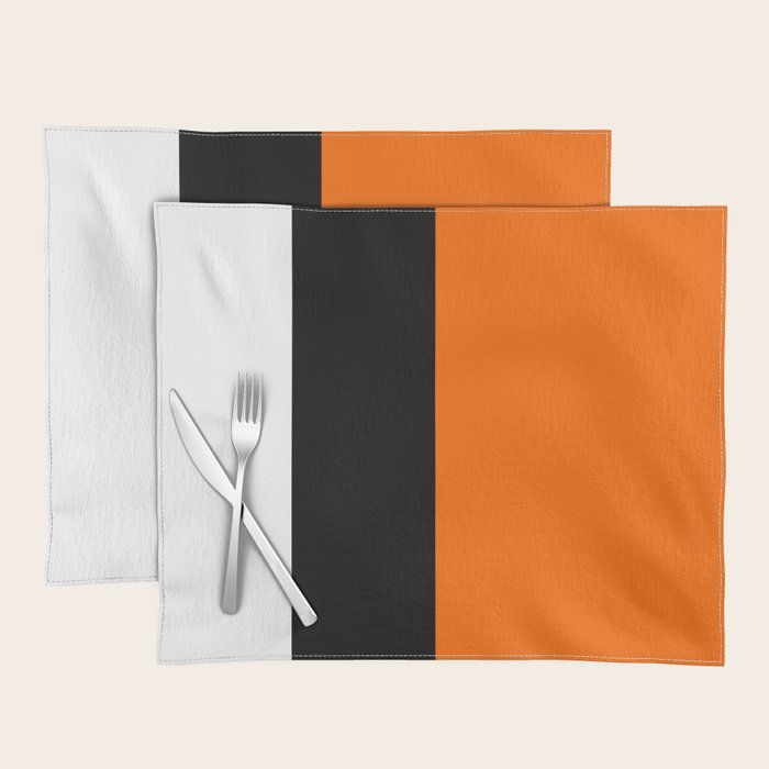 Modern White Black Orange Colorblock Placemat Gallery Image 1