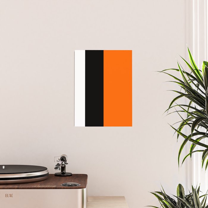 Modern White Black Orange Colorblock Poster Gallery Image 2