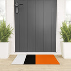 Modern White Black Orange Colorblock Welcome Mat Gallery Image 3