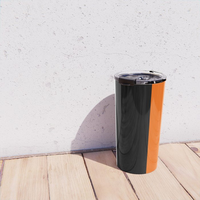 Modern White Black Orange Colorblock Travel Mug Gallery Image 4