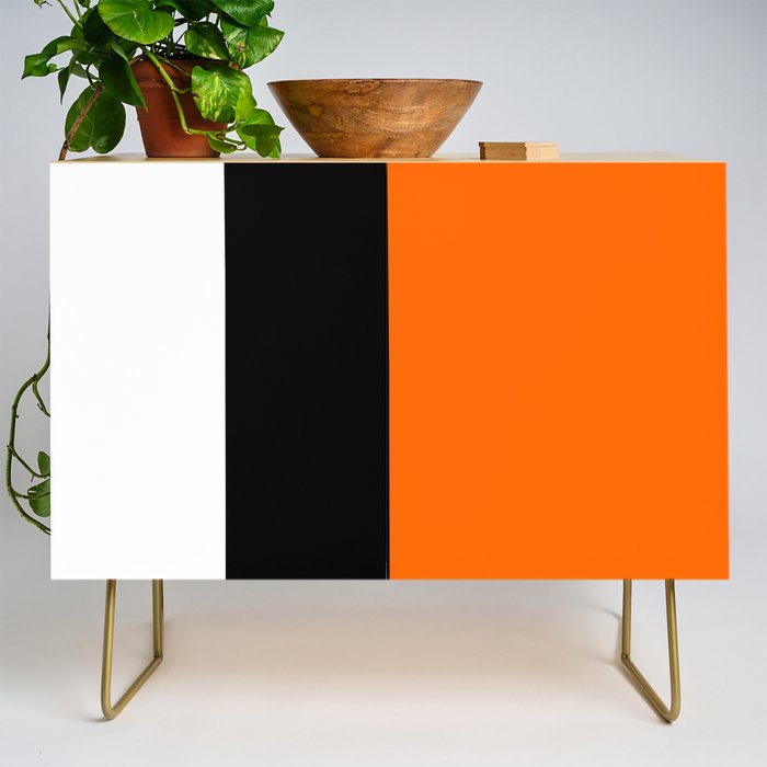 Modern White Black Orange Colorblock Credenza Gallery Image 1