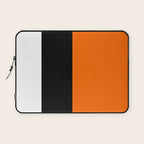 Modern White Black Orange Colorblock Laptop Sleeve Gallery Image 1