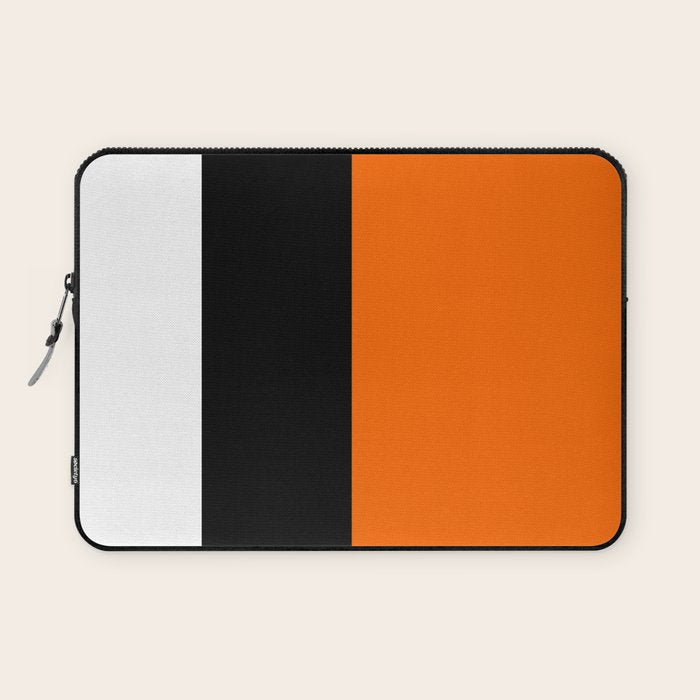 Modern White Black Orange Colorblock Laptop Sleeve Gallery Image 1