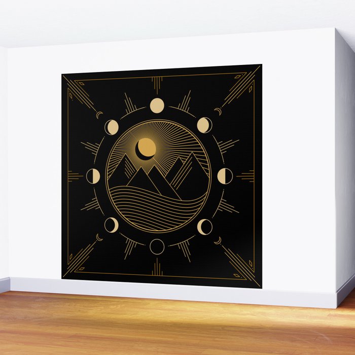 Lunar Phases With Mountains Wall Mural Gallery Image 2