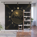 Lunar Phases With Mountains Wall Mural Gallery Image 1
