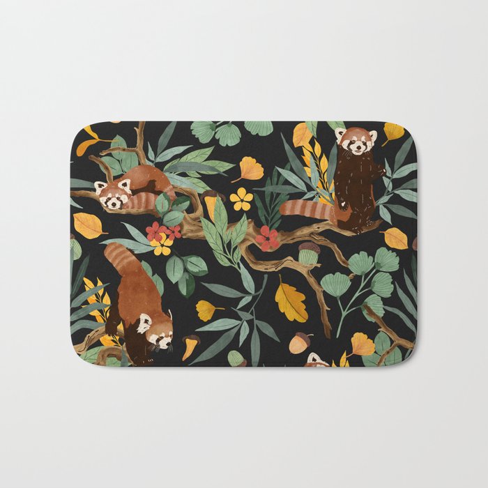 RED PANDAS IN DARK WILD NATURE Bath Mat Gallery Image 1