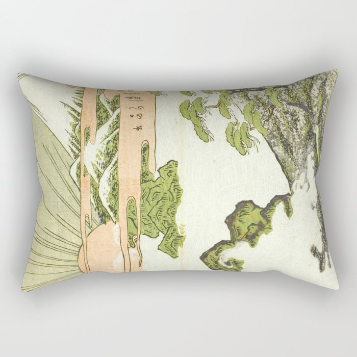 View of Mount Fuji at sunrise on New Year's Day by Isoda Koryusai Rectangular Pillow Gallery Image 2
