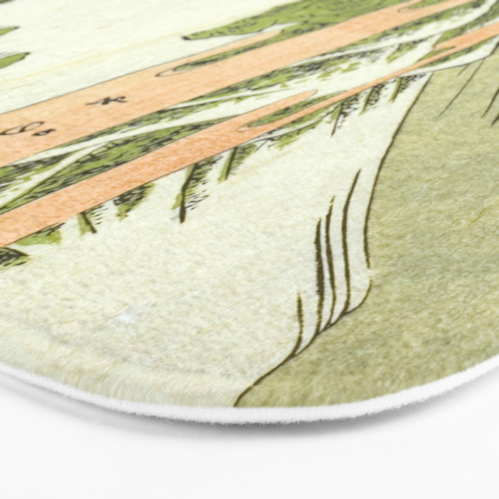 View of Mount Fuji at sunrise on New Year's Day by Isoda Koryusai Bath Mat Gallery Image 3