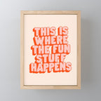 This is Where the Fun Stuff Happens typography print in peach and red Mini Art Print Gallery Image 1