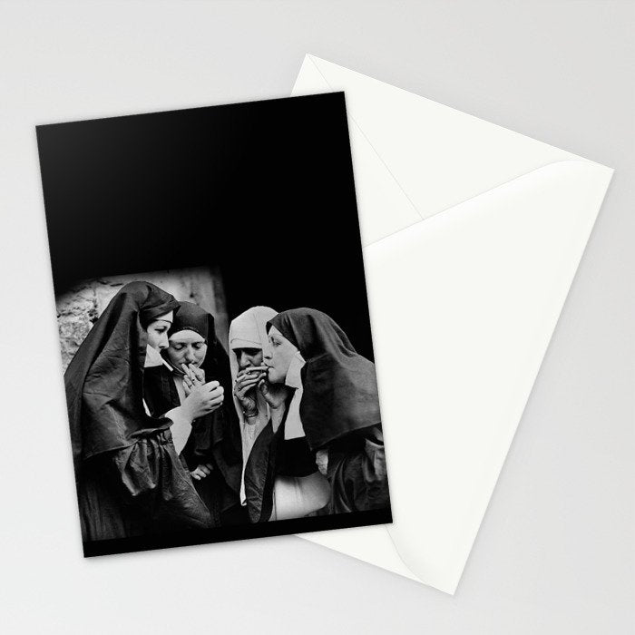 Smoking Nuns Vintage Photo -Smoking Nuns Stationery Card Gallery Image 2