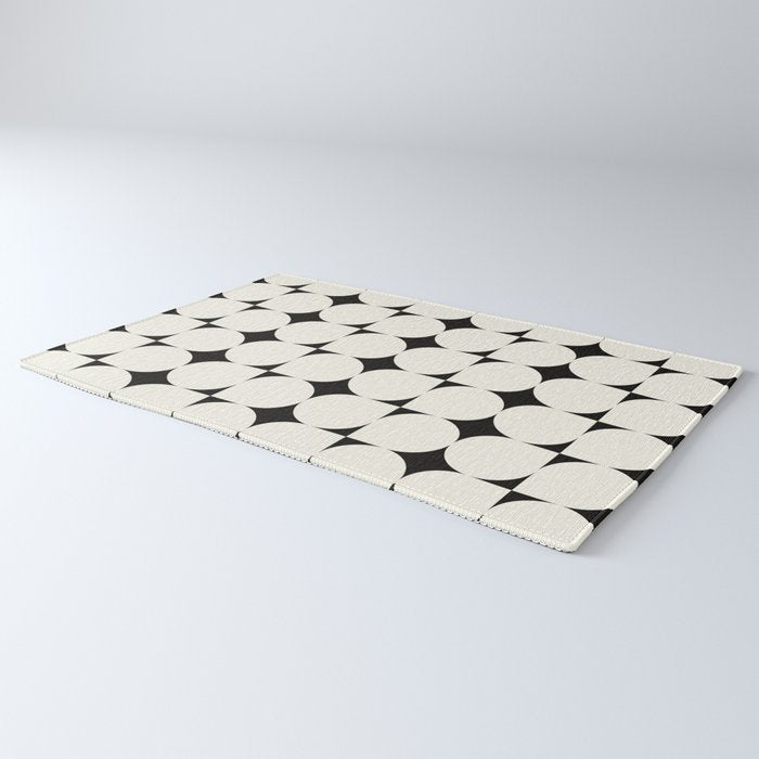 Mid-Century-Modern Abstract Retro Seamless Pattern Black and off-White Rug Gallery Image 3