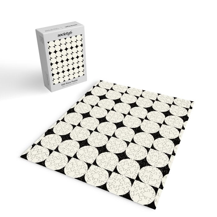 Mid-Century-Modern Abstract Retro Seamless Pattern Black and off-White Jigsaw Puzzle Gallery Image 2