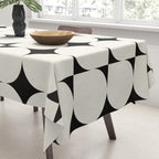Mid-Century-Modern Abstract Retro Seamless Pattern Black and off-White Tablecloth Gallery Image 3