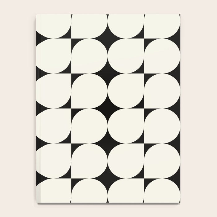 Mid-Century-Modern Abstract Retro Seamless Pattern Black and off-White Notebook Gallery Image 4