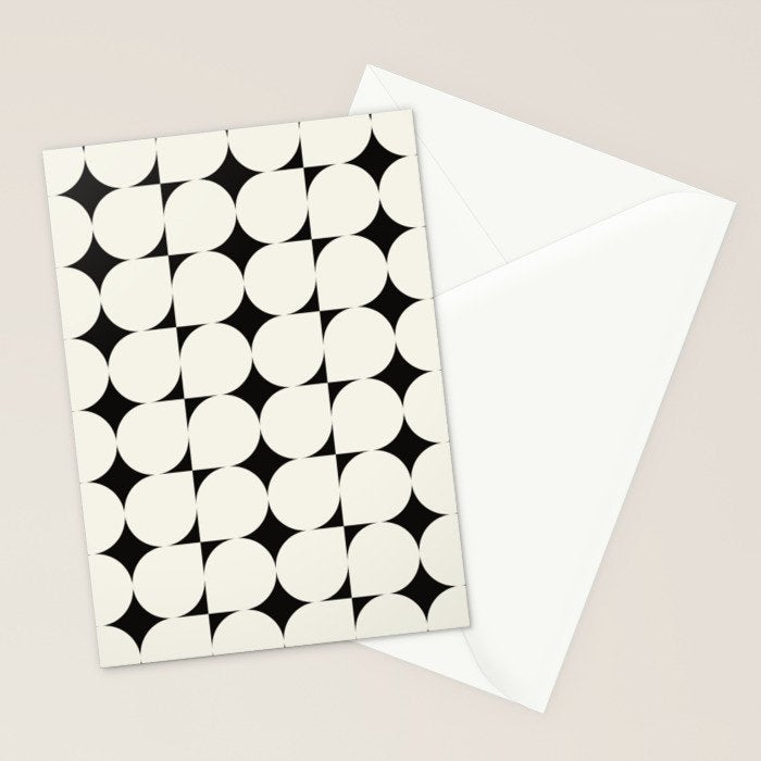Mid-Century-Modern Abstract Retro Seamless Pattern Black and off-White Stationery Card Gallery Image 2