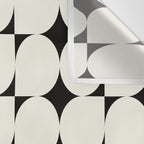 Mid-Century-Modern Abstract Retro Seamless Pattern Black and off-White Wall Tapestry Gallery Image 3