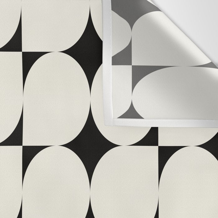 Mid-Century-Modern Abstract Retro Seamless Pattern Black and off-White Wall Tapestry Gallery Image 3