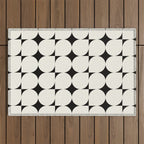 Mid-Century-Modern Abstract Retro Seamless Pattern Black and off-White Outdoor Rug Gallery Image 1