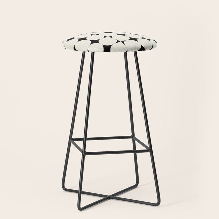 Mid-Century-Modern Abstract Retro Seamless Pattern Black and off-White Stool Gallery Image 1