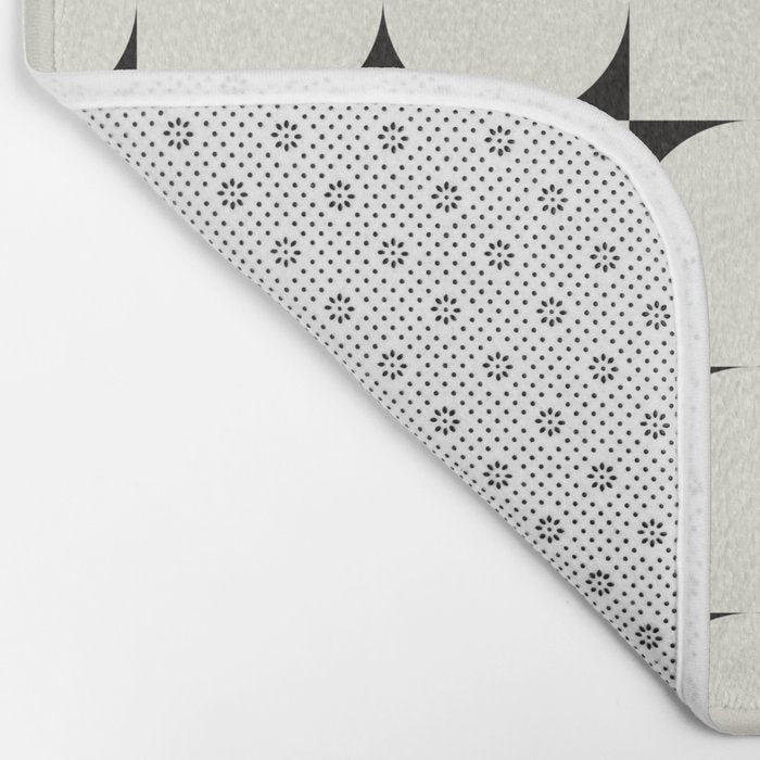 Mid-Century-Modern Abstract Retro Seamless Pattern Black and off-White Bath Mat Gallery Image 2