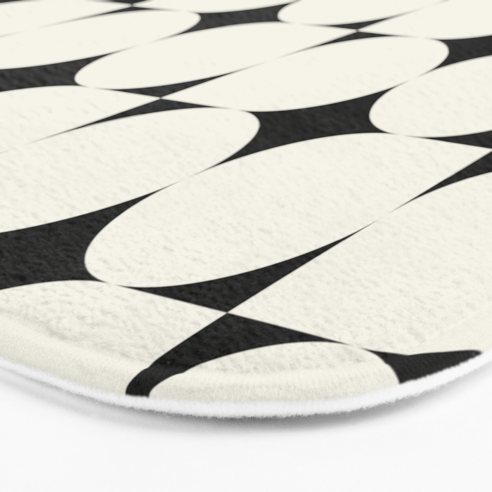 Mid-Century-Modern Abstract Retro Seamless Pattern Black and off-White Bath Mat Gallery Image 3