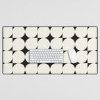 Mid-Century-Modern Abstract Retro Seamless Pattern Black and off-White Desk Mat Gallery Image 1