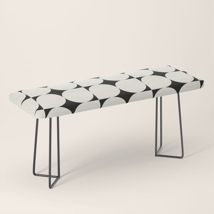 Mid-Century-Modern Abstract Retro Seamless Pattern Black and off-White Bench Gallery Image 1
