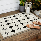 Mid-Century-Modern Abstract Retro Seamless Pattern Black and off-White Outdoor Rug Gallery Image 2
