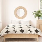 Mid-Century-Modern Abstract Retro Seamless Pattern Black and off-White Duvet Cover Gallery Image 3