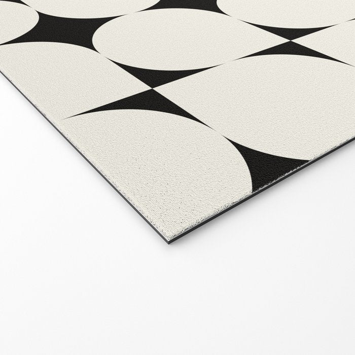 Mid-Century-Modern Abstract Retro Seamless Pattern Black and off-White Welcome Mat Gallery Image 2