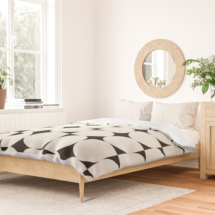 Mid-Century-Modern Abstract Retro Seamless Pattern Black and off-White Duvet Cover Gallery Image 2
