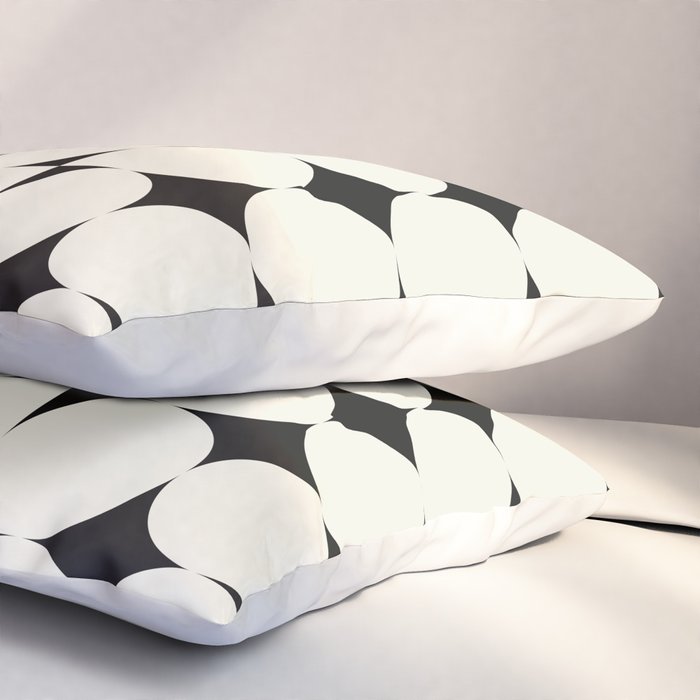 Mid-Century-Modern Abstract Retro Seamless Pattern Black and off-White Pillow Sham Gallery Image 3