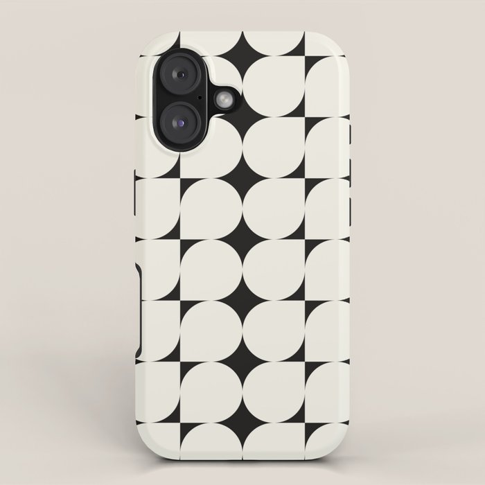 Mid-Century-Modern Abstract Retro Seamless Pattern Black and off-White iPhone Case Gallery Image 1